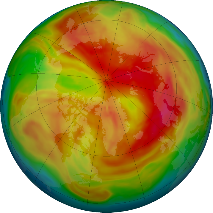Arctic ozone map for 08 March 2023